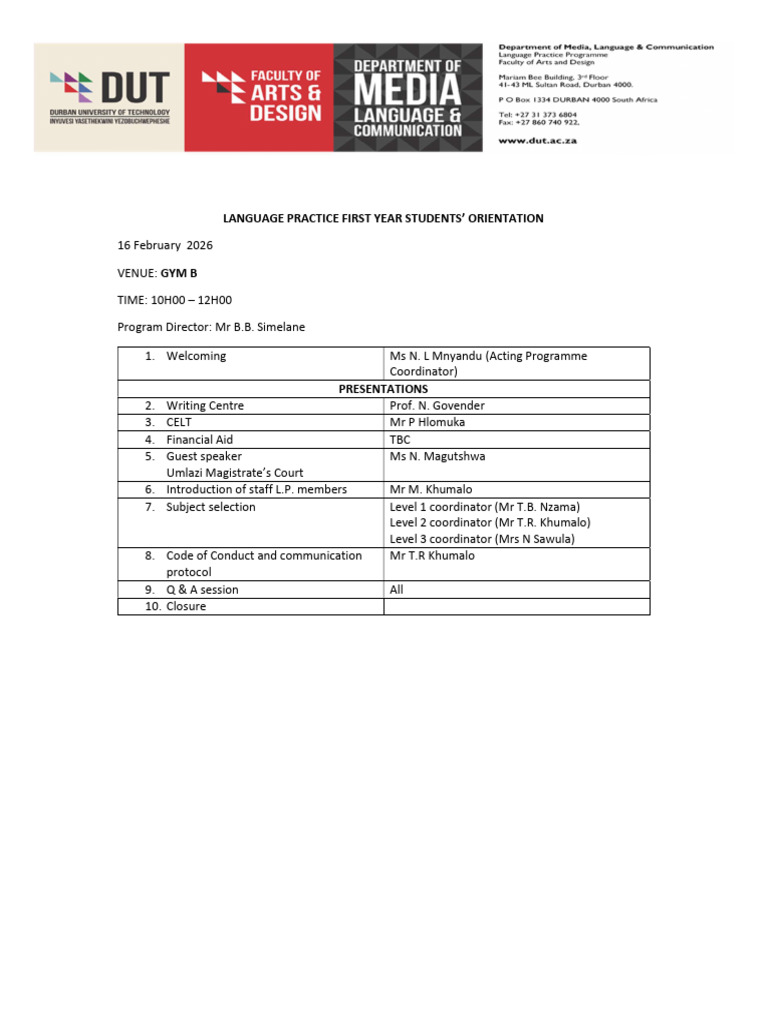 Orientation Program 2026 | PDF