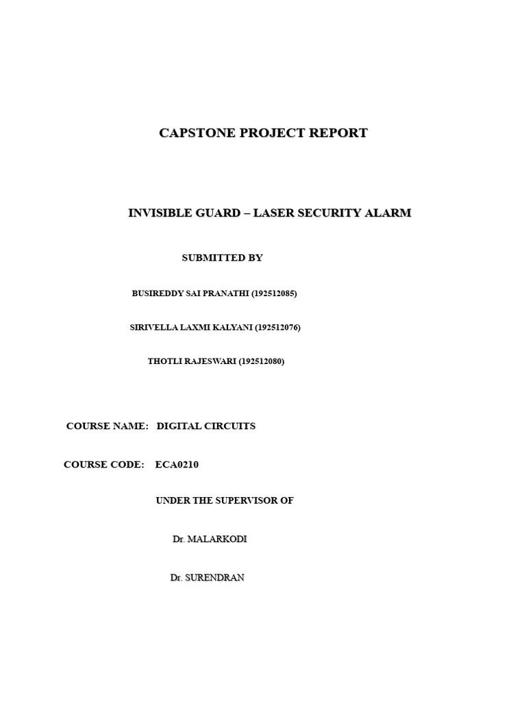 Capstone Project Laser Security Alarm | PDF | Security Alarm | Computer ...
