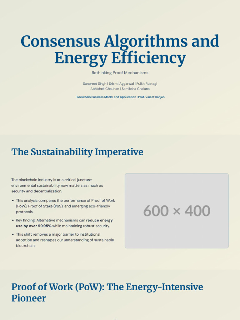 Consensus Algorithms and Energy Efficiency | PDF