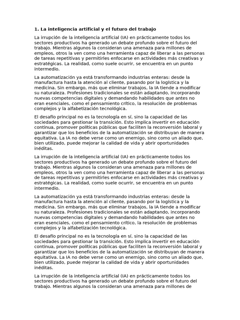 1-La Inteligencia Artificial y El Futuro Del Trabajo | PDF ...