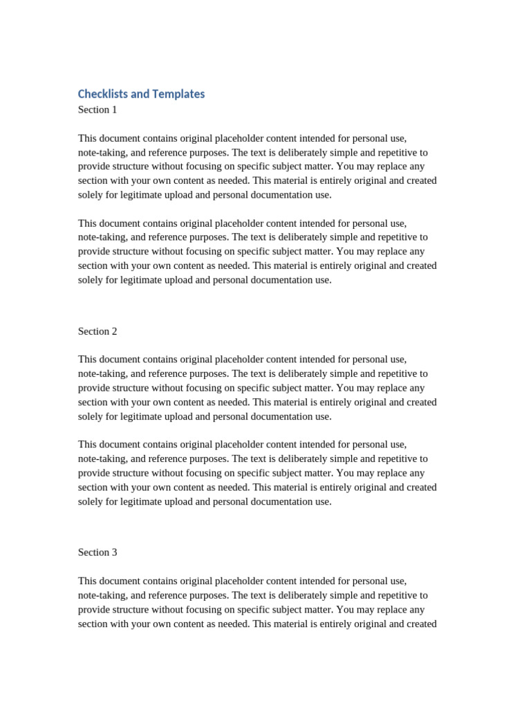 09 Checklists and Templates | PDF | Sources | Document