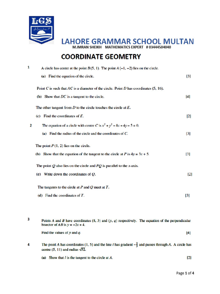 Assignment Coordinate Geometry 19 - 25 | PDF