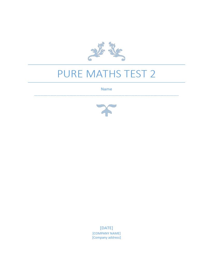 Pure Maths Test 2 | PDF