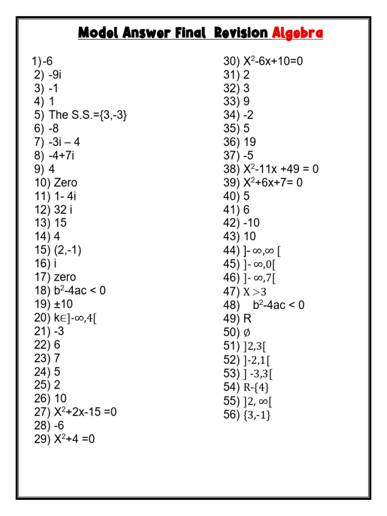 Model s1 Final Revision 1st Term | PDF | Mathematics | Algebra