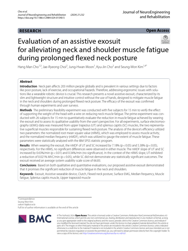 Evaluation of An Assistive Exosuit For Alleviating Neck and Shoulder ...