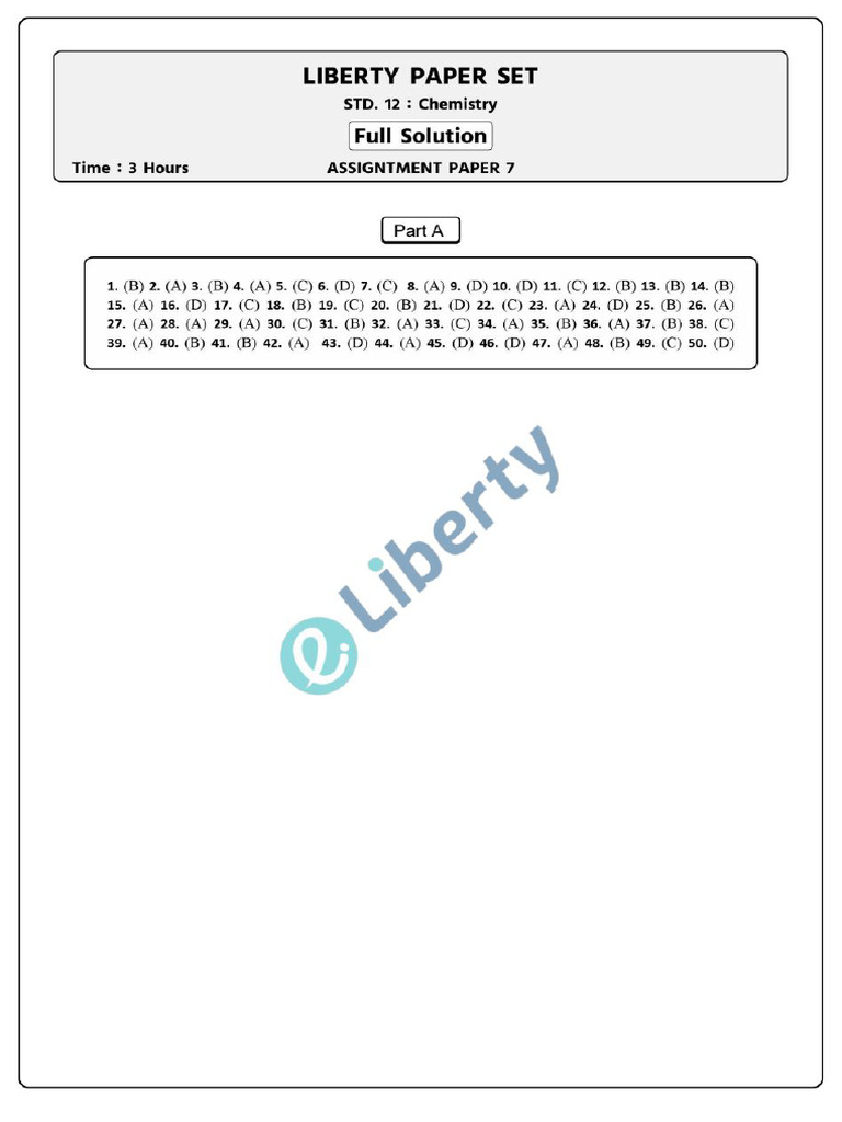 Chemistry Paper Solution | PDF