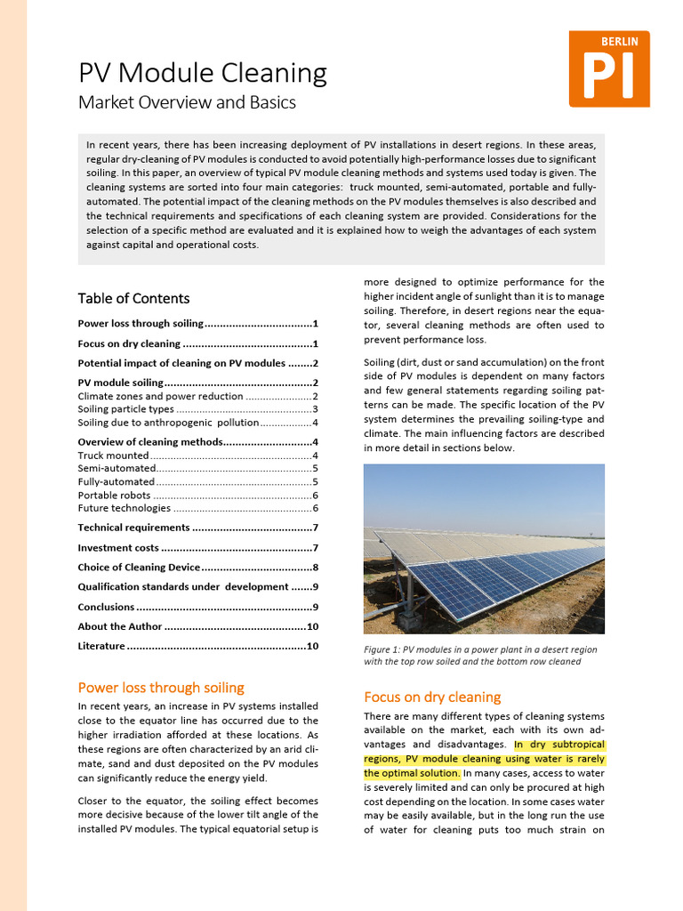 White Paper PV Module Cleaning Market Overview and Basics | PDF ...