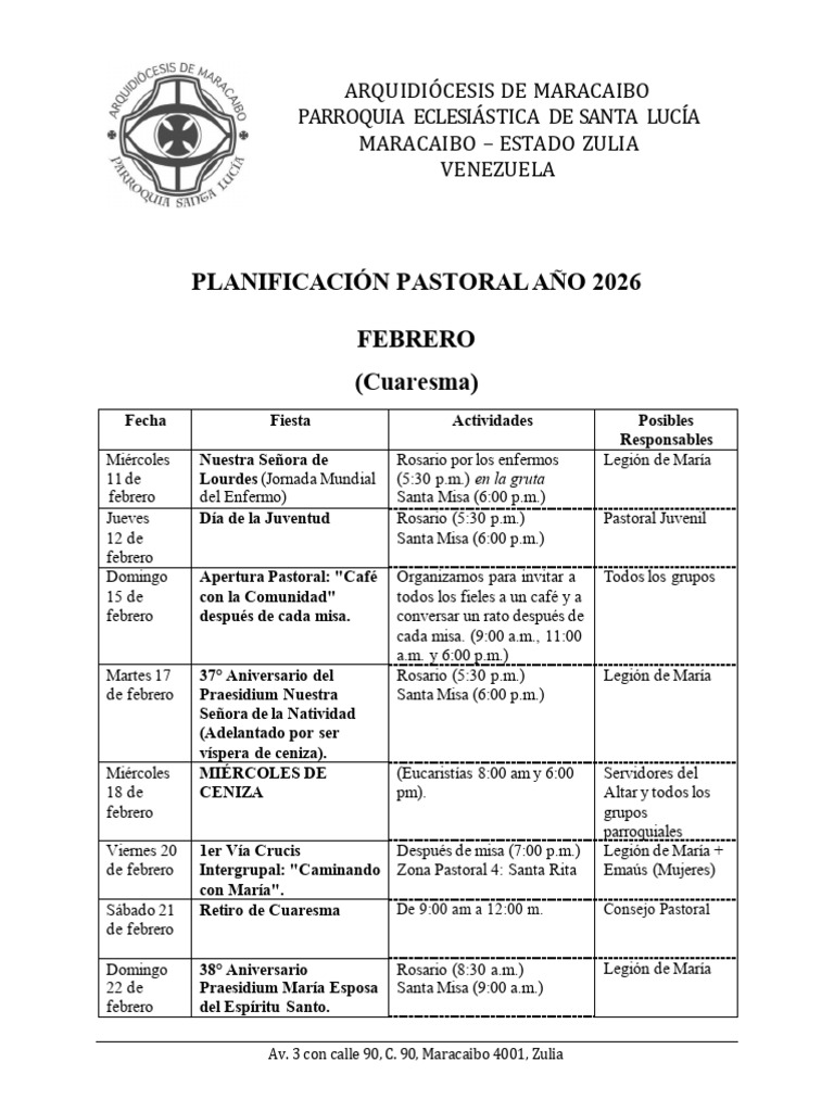 Plan Pastoral 2026 | PDF | María, madre de Jesús | eucaristía