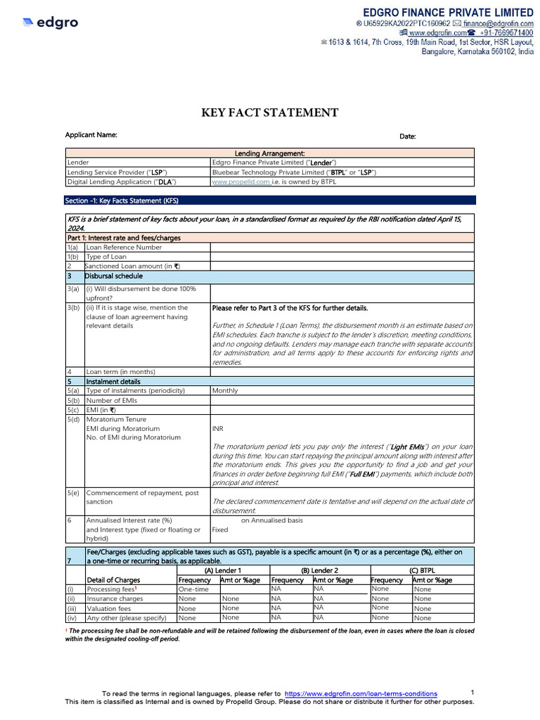 Key Fact Statement | PDF | Loans | Annual Percentage Rate