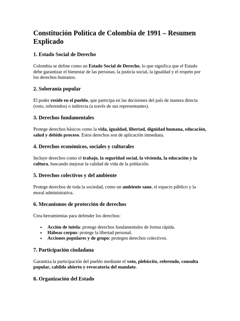 Constitución Política de Colombia de 1991 | PDF