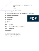 List of Documents Required For Conversion of Land