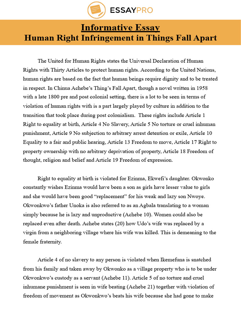 Human Right Infringment in Things Fall Apart | PDF | Justice | Crime ...