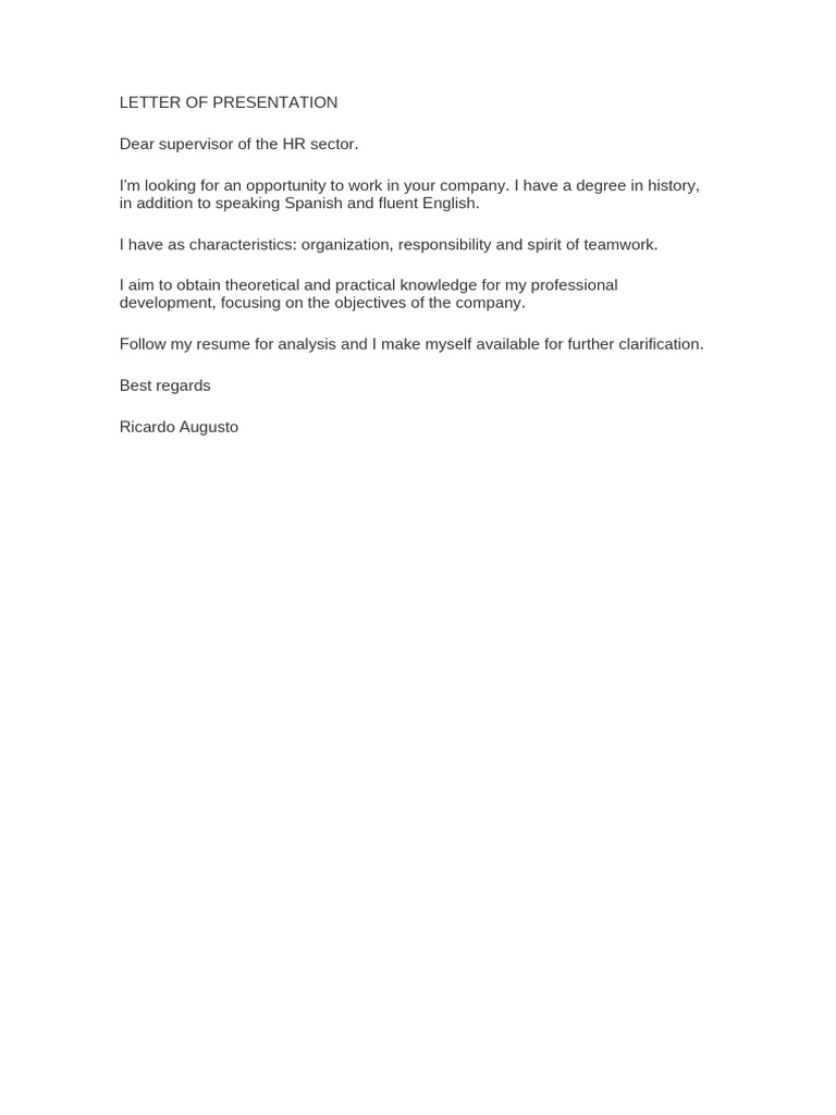 Letter of Presentation | PDF