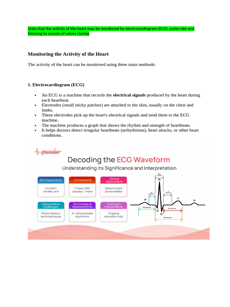 CIE O Level Biology ECG | PDF | Heart | Electrocardiography