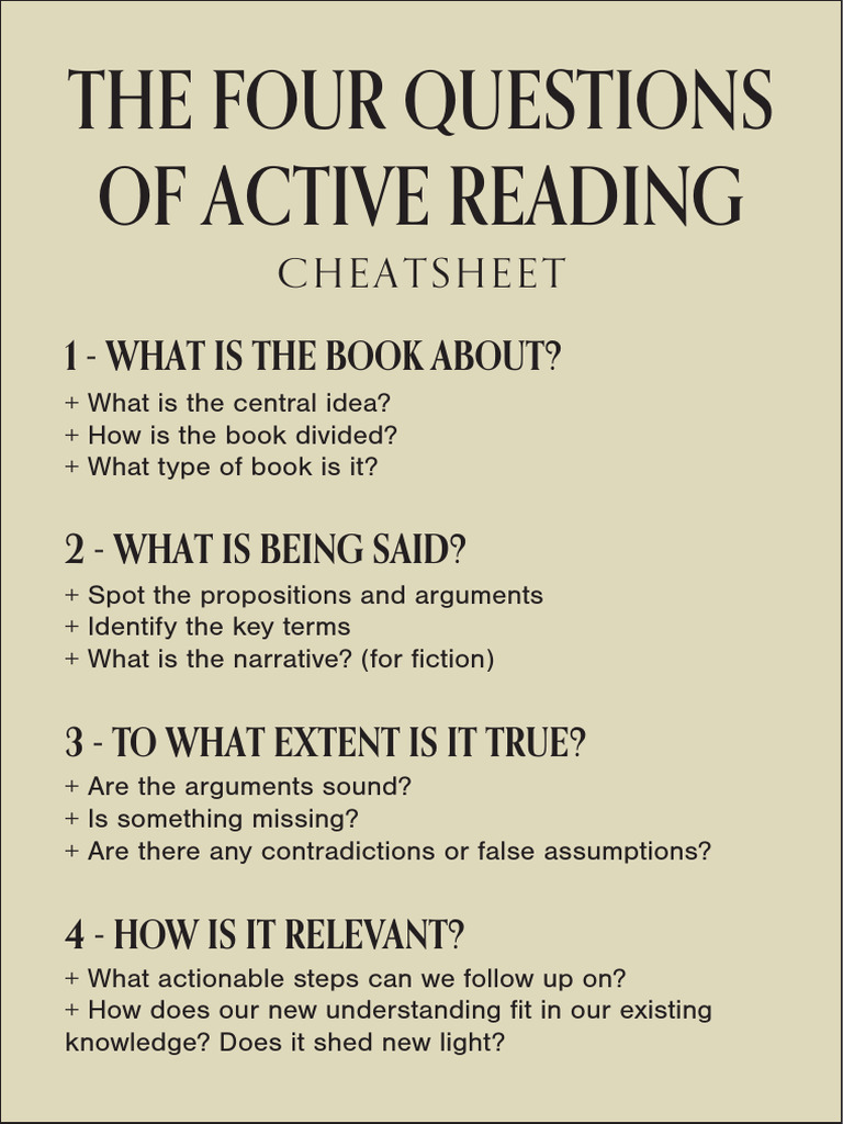 Four Questions Cheat-Sheet | PDF