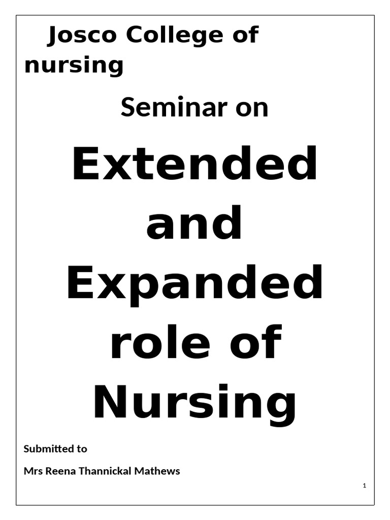 Extended and Expanded Role of Nurse ANP1 | PDF | Nursing | Occupational ...