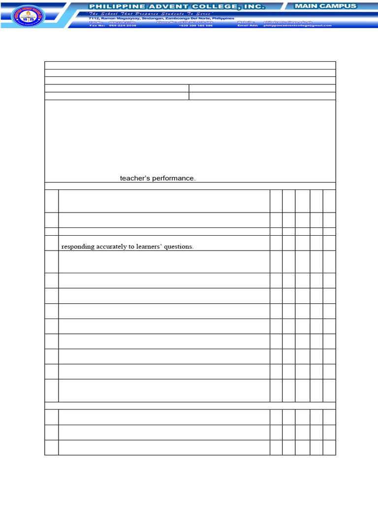 Teaching Observation Form | PDF | Teachers | Learning