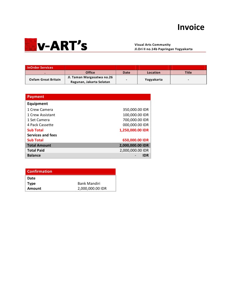 Invoice Oxfam | PDF