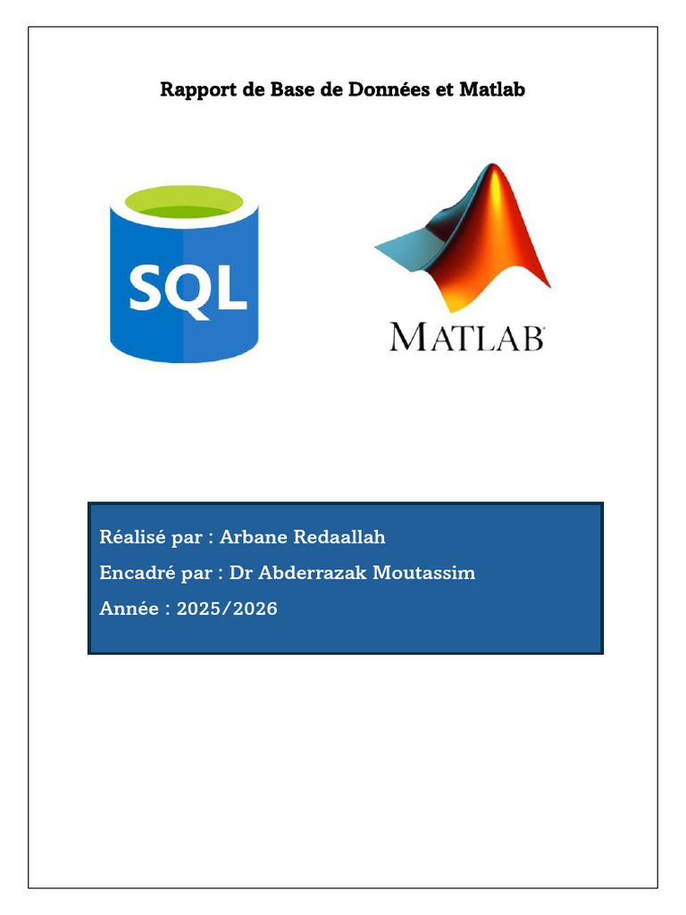 Rapport de Base de Données Et Matlab | PDF | MySQL | SQL