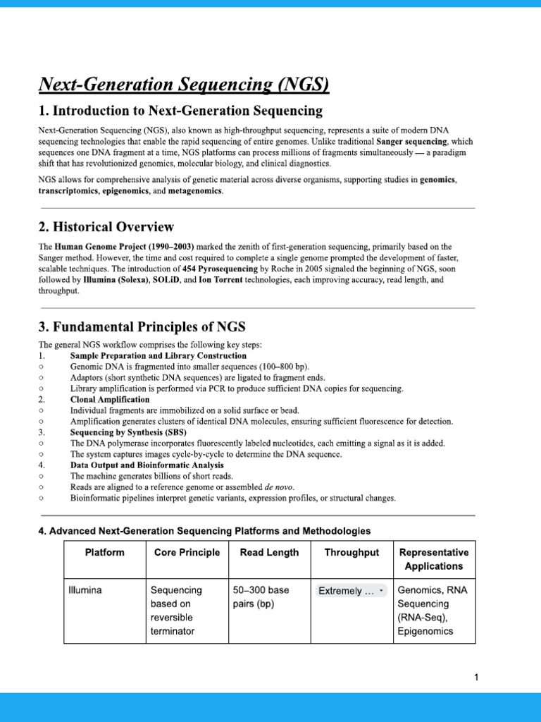 Next-Generation Sequencing (NGS) | PDF