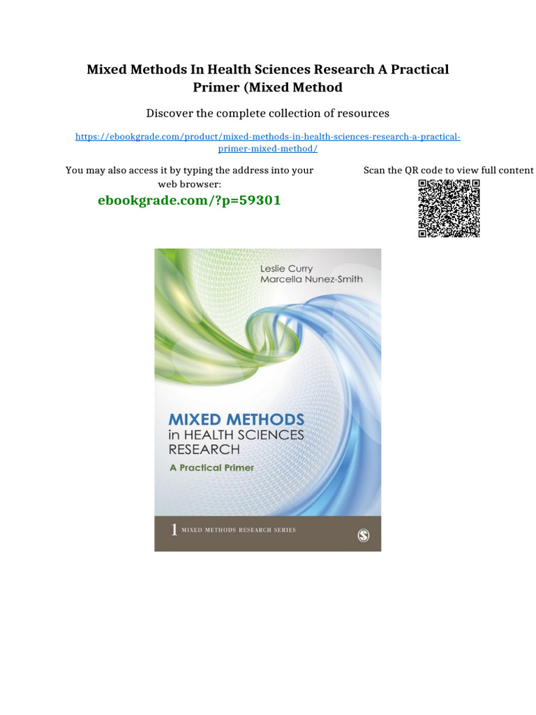 Mixed Methods in Health Sciences Research A Practical Primer (Mixed ...