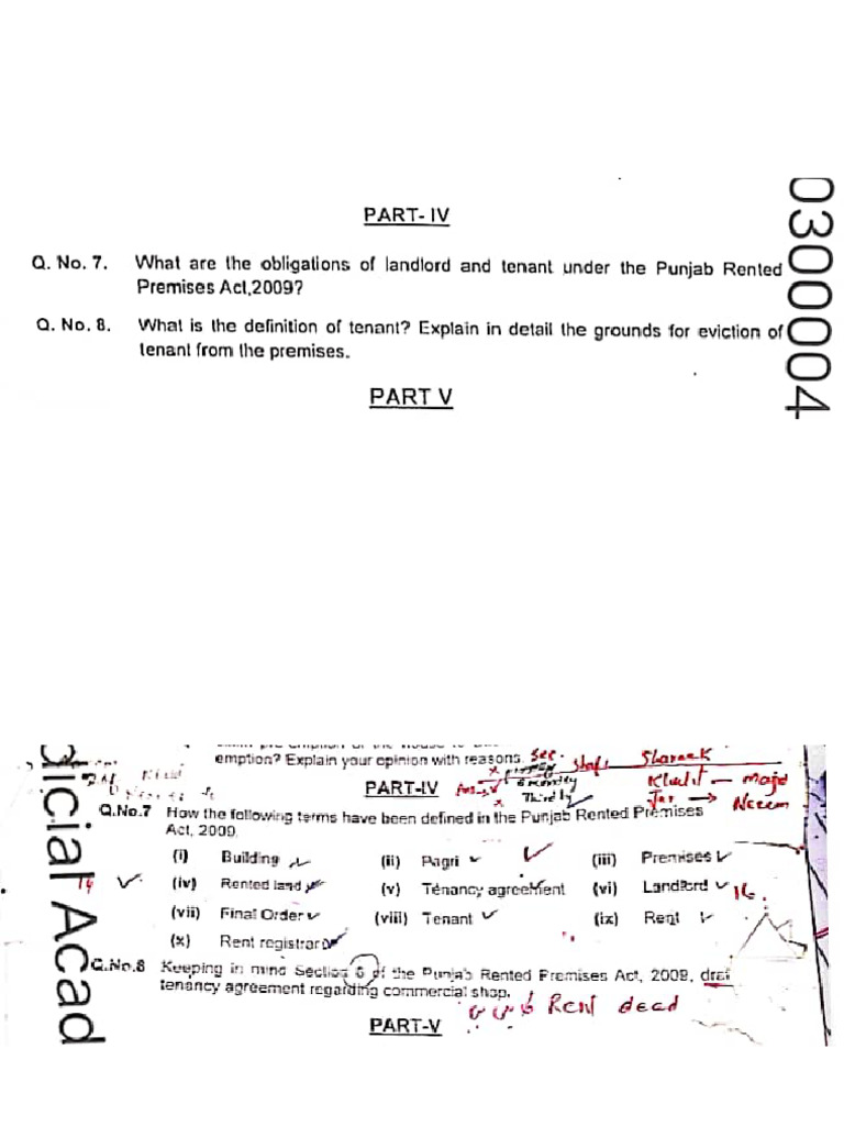 Rent Premises Act Past Papers | PDF