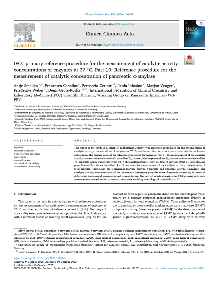 IFCC Primary Reference Procedure For The Measurement of Catalyti 2026 ...