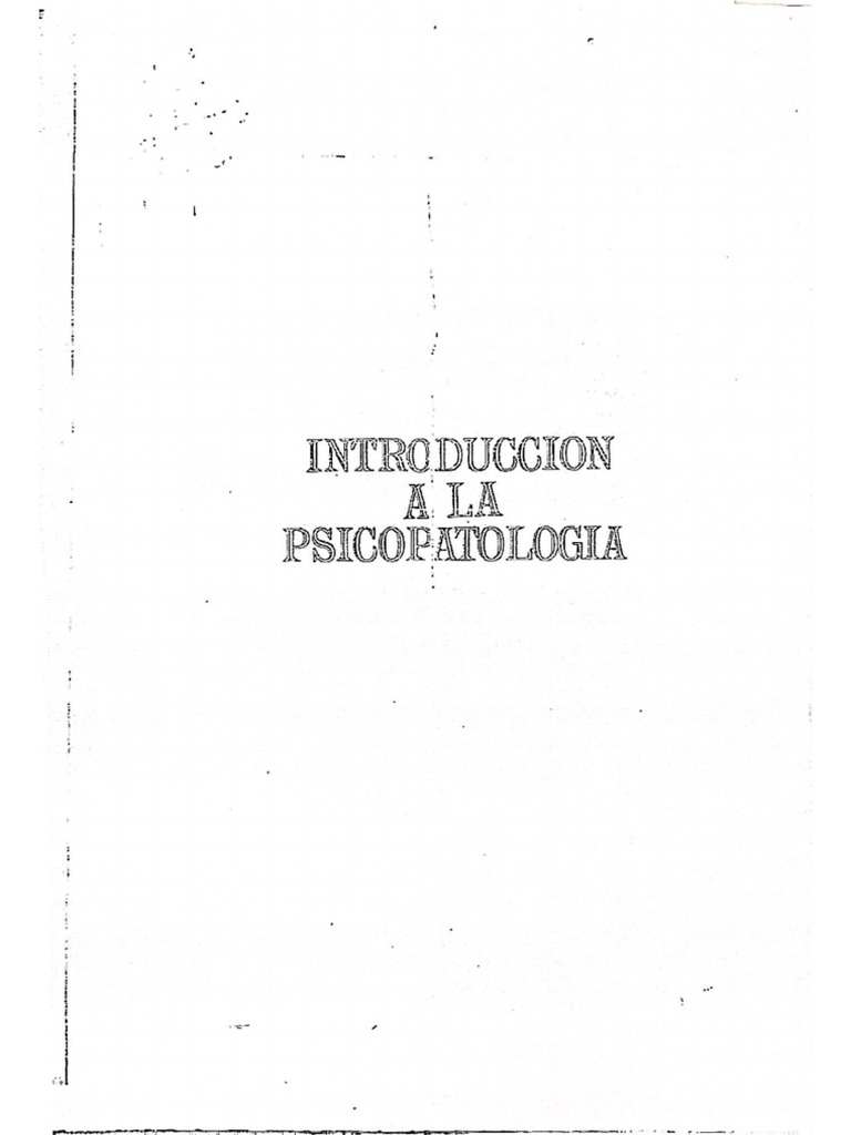 Introducción A La Psicopatología | PDF