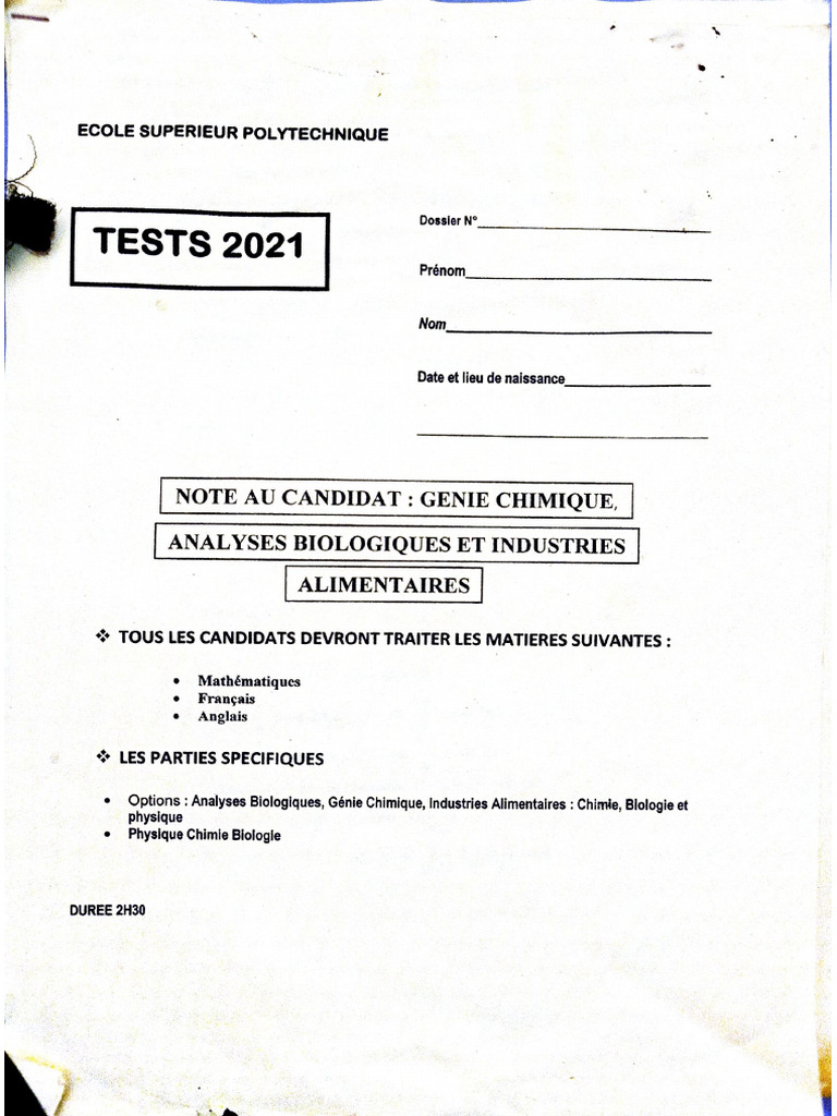 Test DST 2021 | PDF