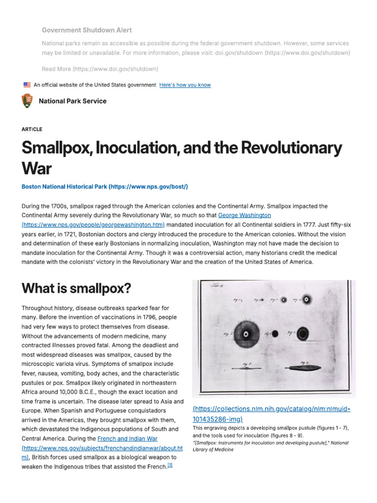 Smallpox, Inoculation, and The Revolutionary War (U.S | PDF