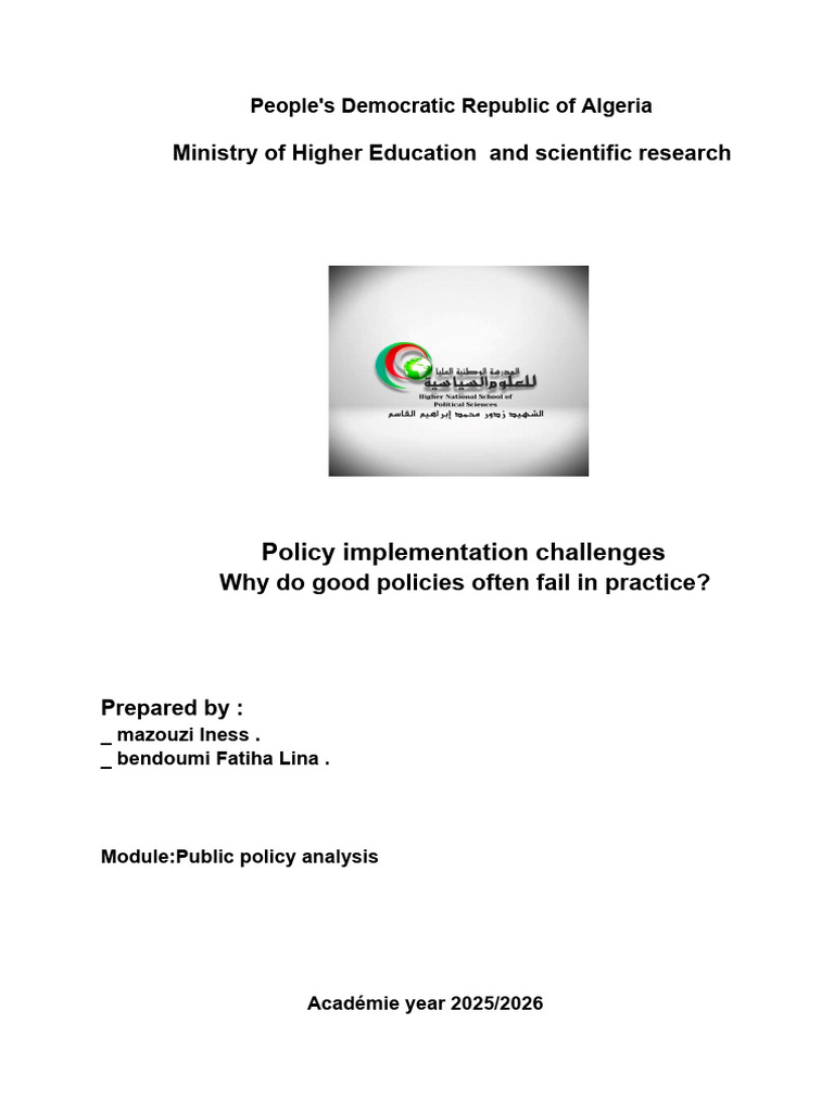 Policy Implementation Challenges | PDF | Policy | Governance