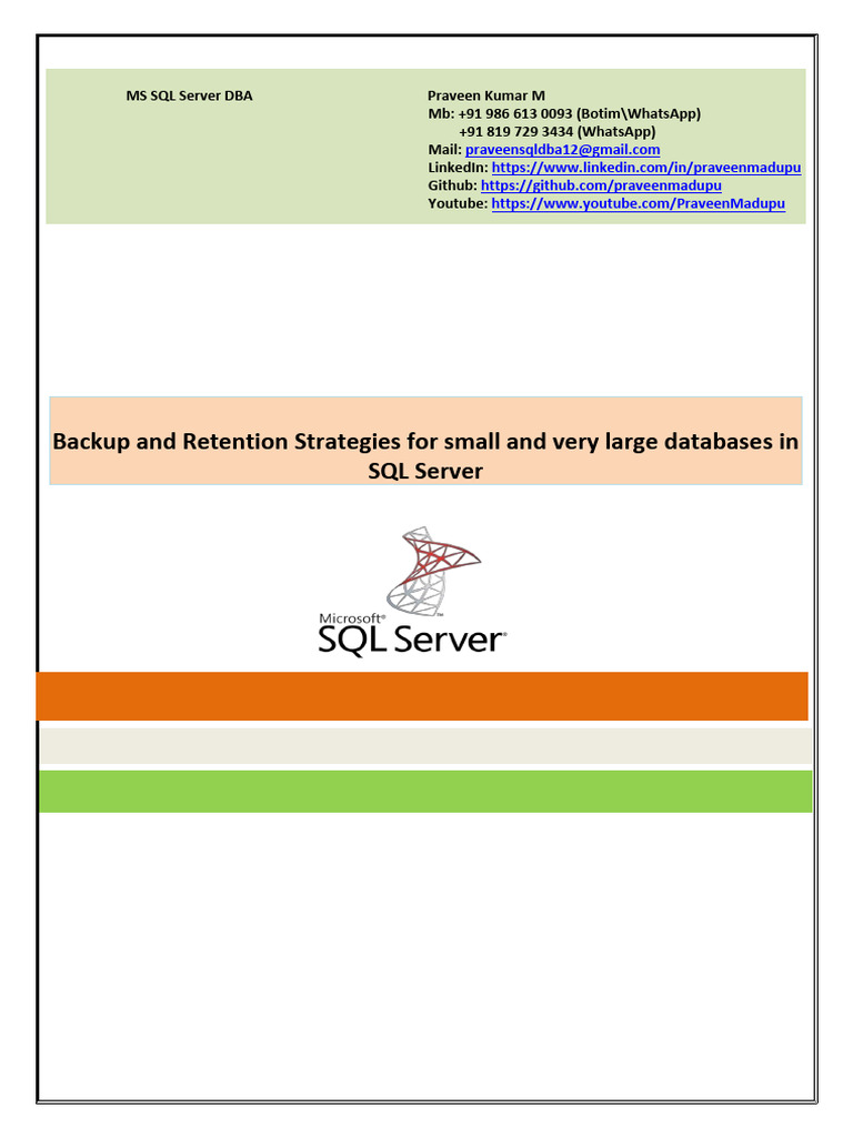 Backup and Retention Strategies in SQL Server 1741681292 | PDF | Backup ...