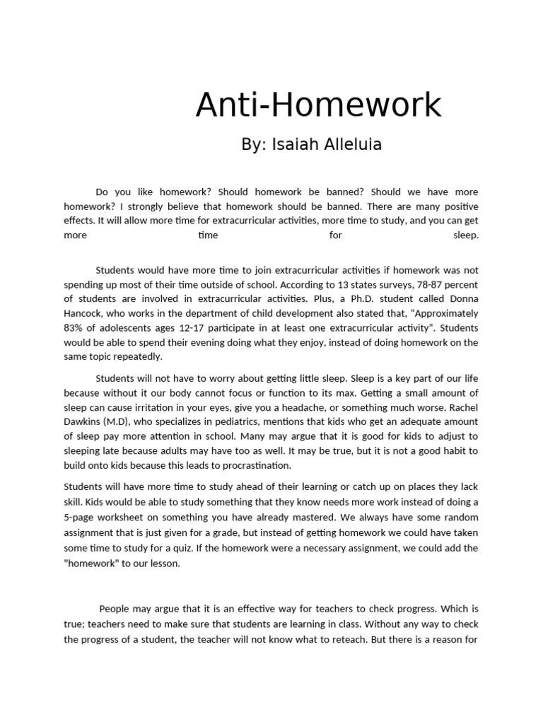 Anti-Homework Final Draft | PDF | Homework