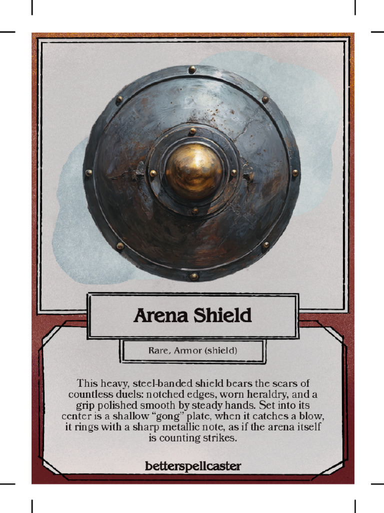Arena Shield - Printable Cards | PDF