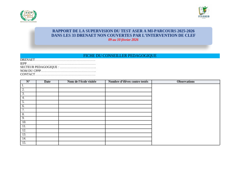 Test Aser Mi-Parcours 2026 - CPPP | PDF