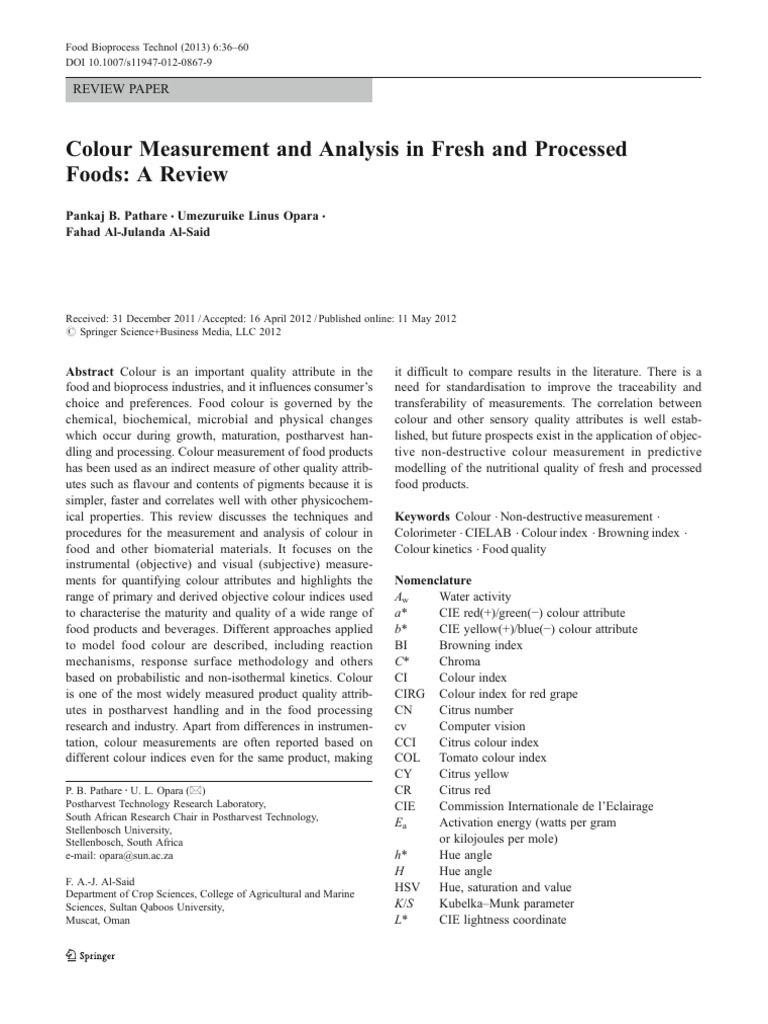 Colour Measurement and Analysis in Fresh | PDF | Color | Psychophysics