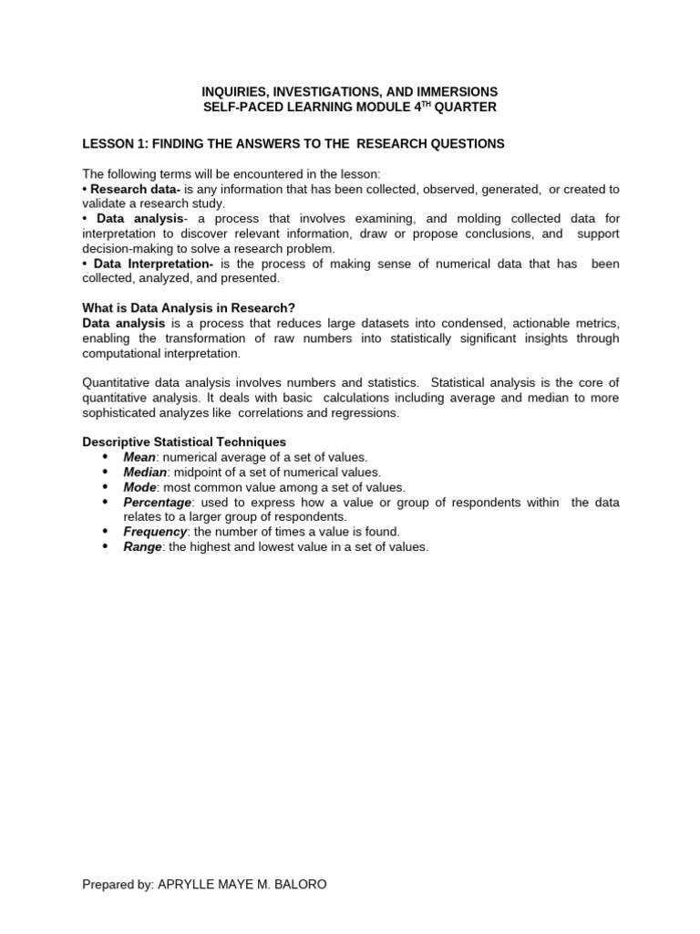 Quarter 4 Lesson 1 and Activities 1 and 2 | PDF