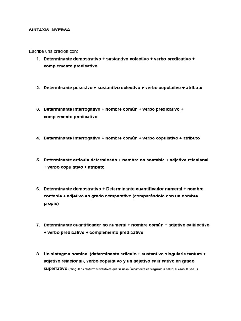Sintaxis (Ejercicios) | PDF | Adjetivo | Sustantivo