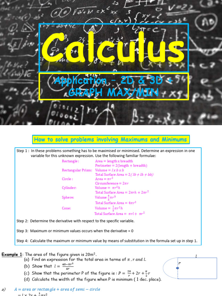 Calculus - Application - 2D 3D Max-MIn 260126 062241 | PDF | Area ...