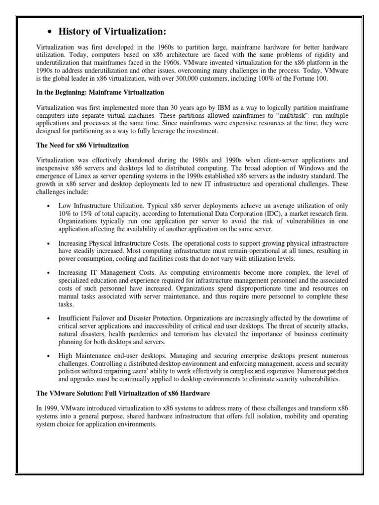 History of Virtualization | PDF | V Mware | Operating System