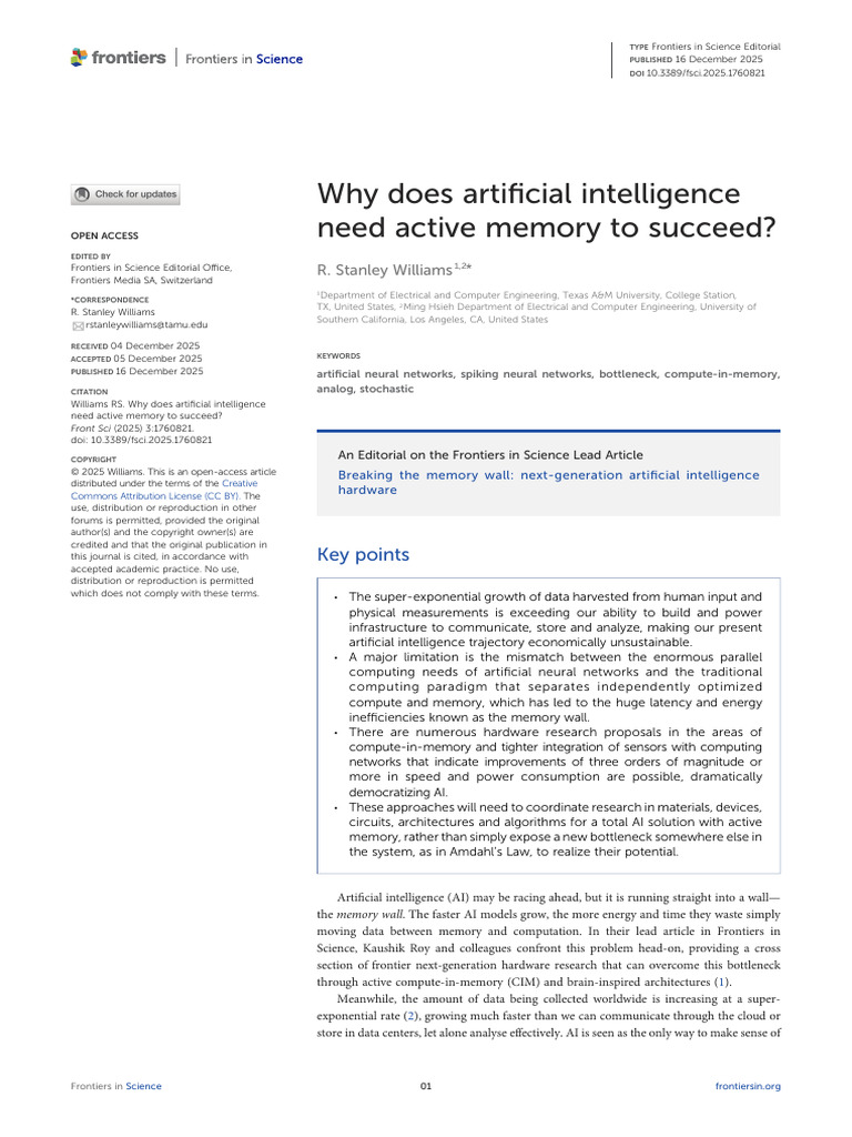 Why Does Artificial Intelligence Need Active Memory To Succeed? | PDF ...