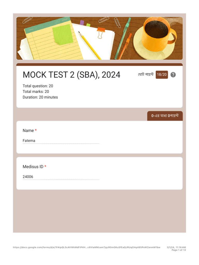 Mock Test 2 (Sba), 2024 | PDF | Randomized Controlled Trial | Screening ...