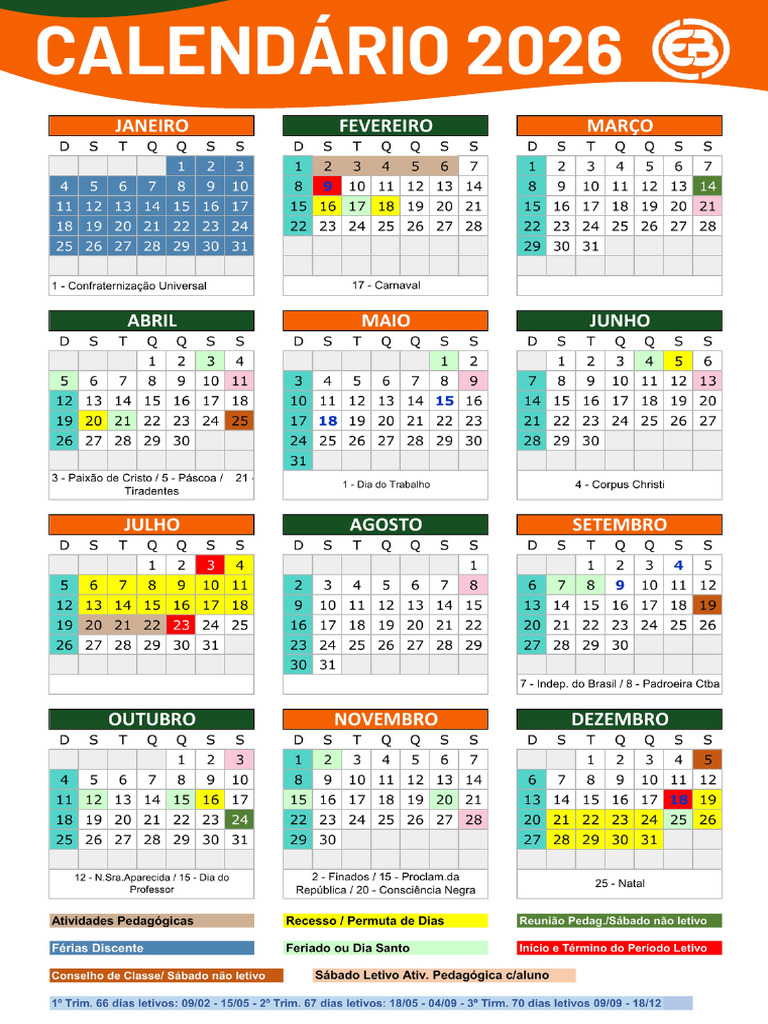 Calendrio - 2026 | PDF | Festivais cristãos e dias sagrados | Comemorações