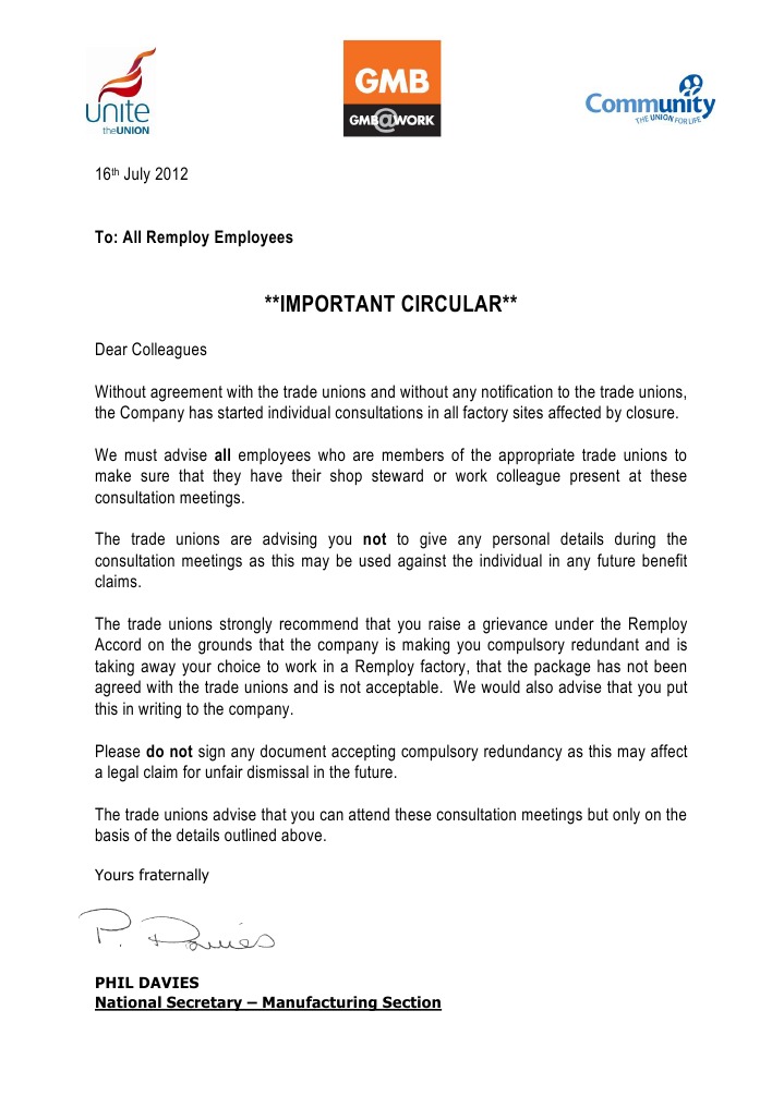 Joint Notice To All Employees - Individual Consultation Meetings - 16. ...