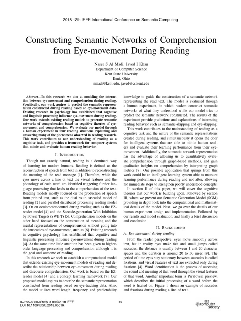 Constructing Semantic Networks of Comprehension Reading | PDF ...