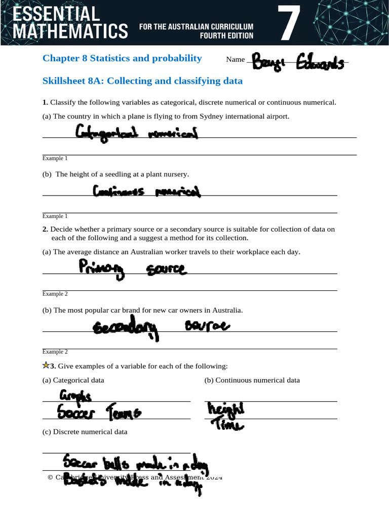 EMAC7 4e Skillsheet 8A | PDF