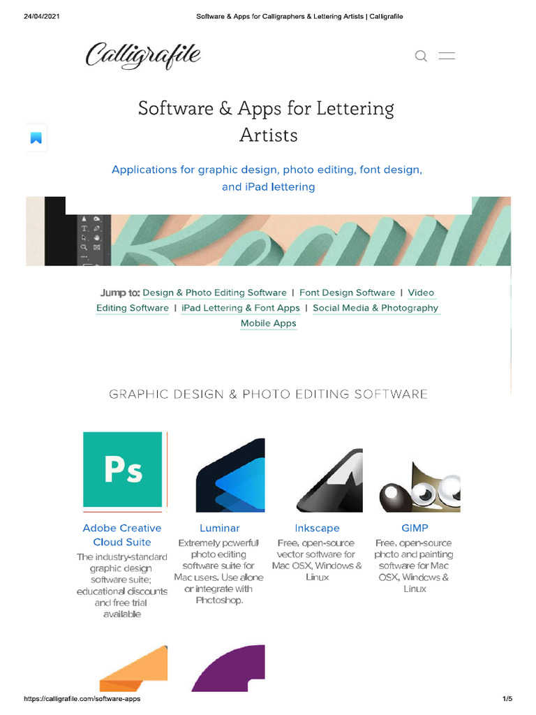 Software & Apps For Calligraphers & Lettering Artists - Calligrafile | PDF