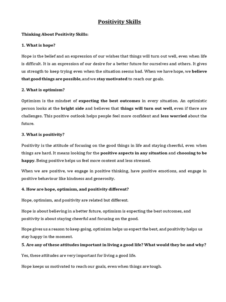 Positivity Skills | PDF