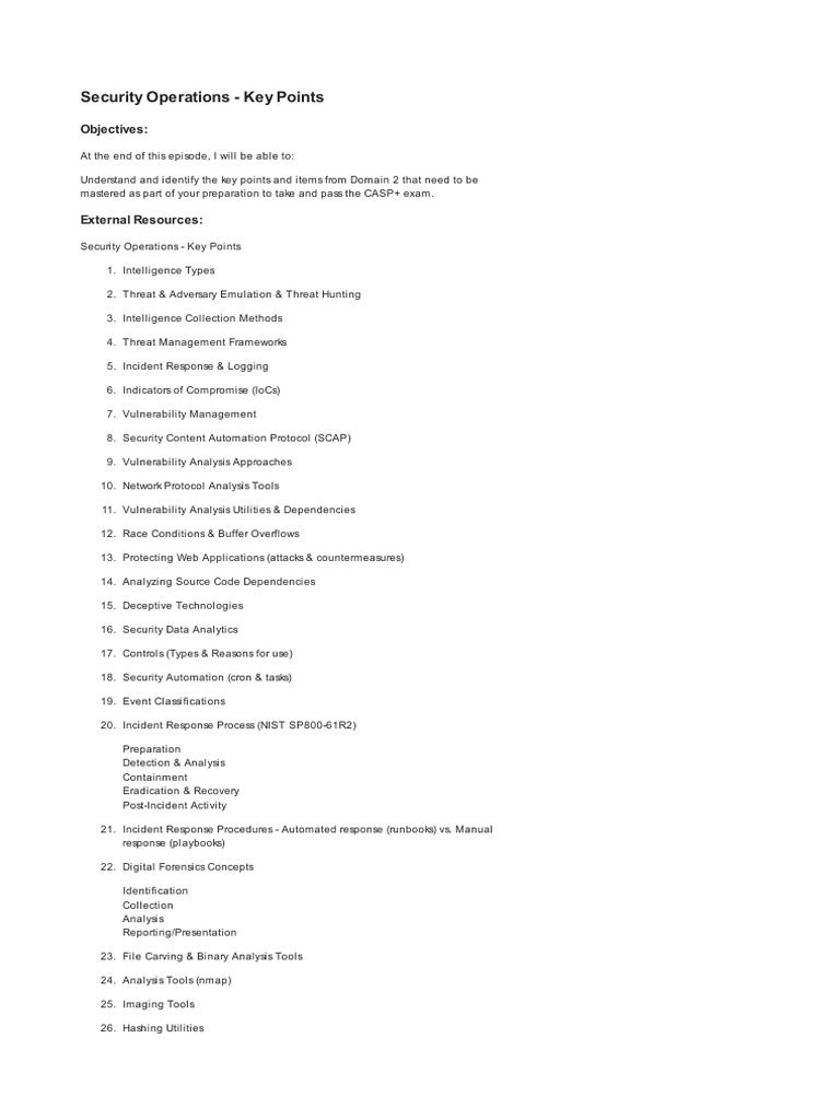 2 14 Security Operations Key Points | PDF