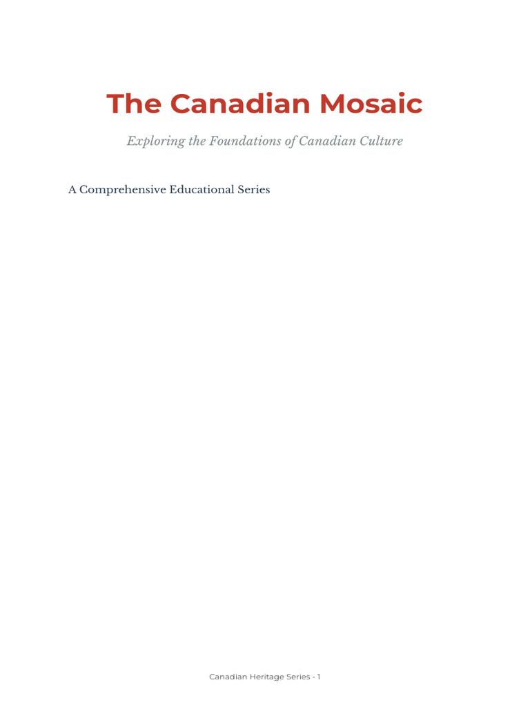 Canada Multicultural Mosaic | PDF